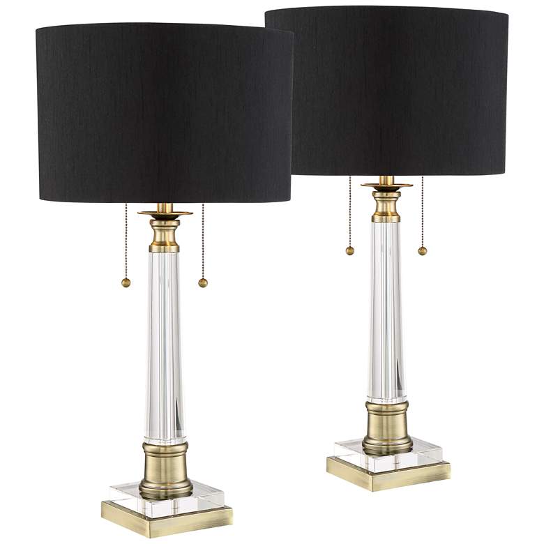 Image 1 Vienna Full Spectrum Stephan 30" Clear Crystal Column Lamps Set of 2