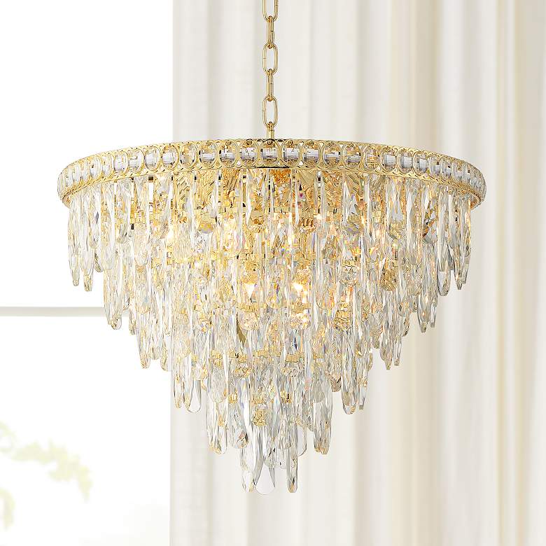 Image 1 Vienna Full Spectrum Trenta 23 1/2" Gold and Crystal Pendant Light