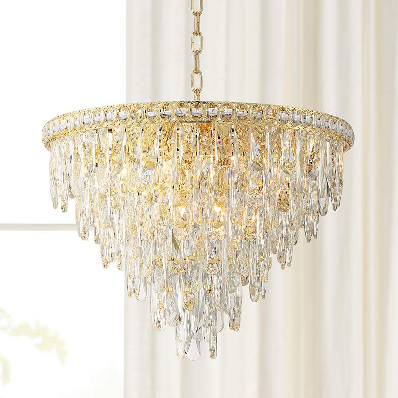 Image 1 Vienna Full Spectrum Trenta 23 1/2 inch Gold and Crystal Pendant Light