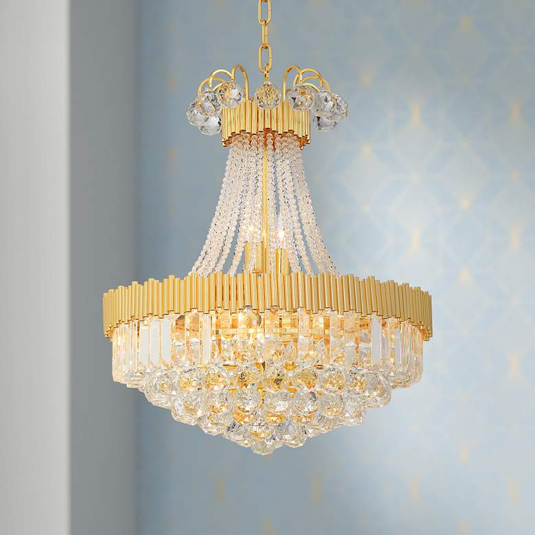 Image 1 Vienna Full Spectrum Valentina 19 1/2 inch Gold and Crystal Chandelier