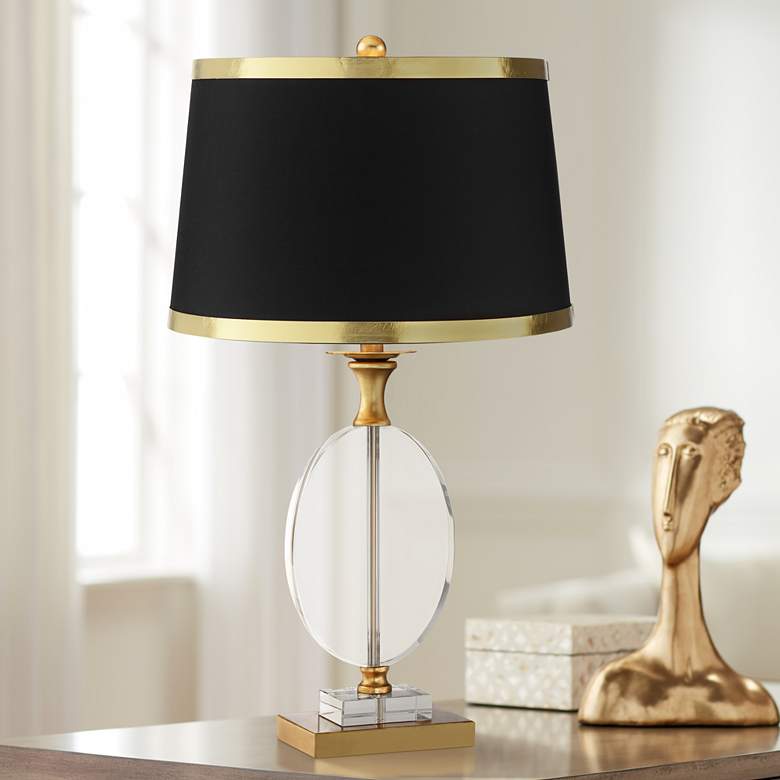 Image 1 Vienna Full Spectrum Valerie 28" Black Shade Clear Crystal Table Lamp