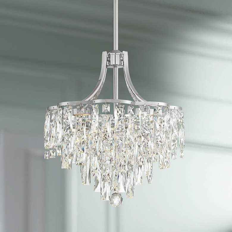 Image 1 Vienna Full Spectrum Villette 15 3/4" Chrome LED Crystal Pendant Light