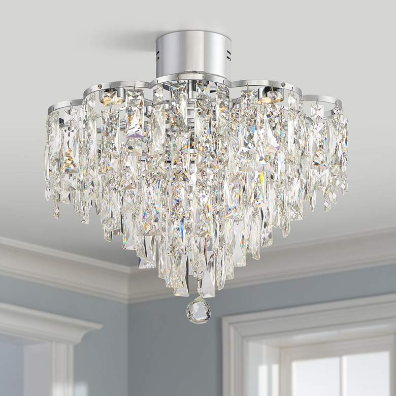 Image 1 Vienna Full Spectrum Villette 19 3/4" LED Chrome Crystal Ceiling Light