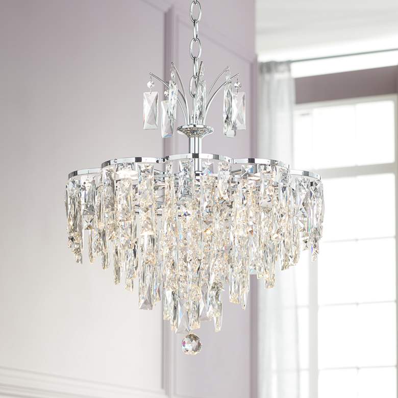 Image 1 Vienna Full Spectrum Villette 20 1/4" Chrome Crystal LED Pendant Light