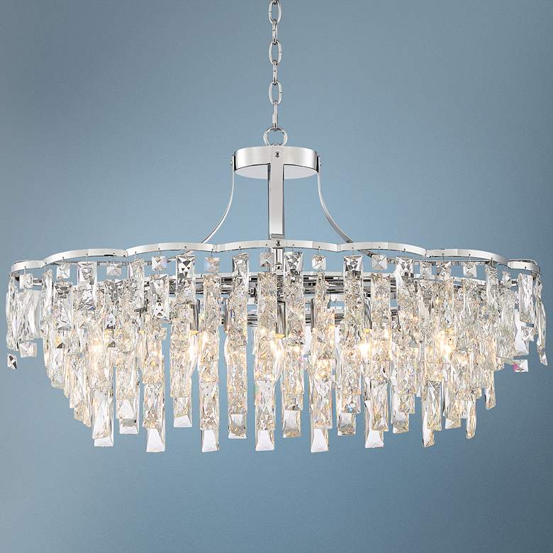 Image 1 Vienna Full Spectrum Villette 31 1/2" Chrome Crystal Oval Chandelier
