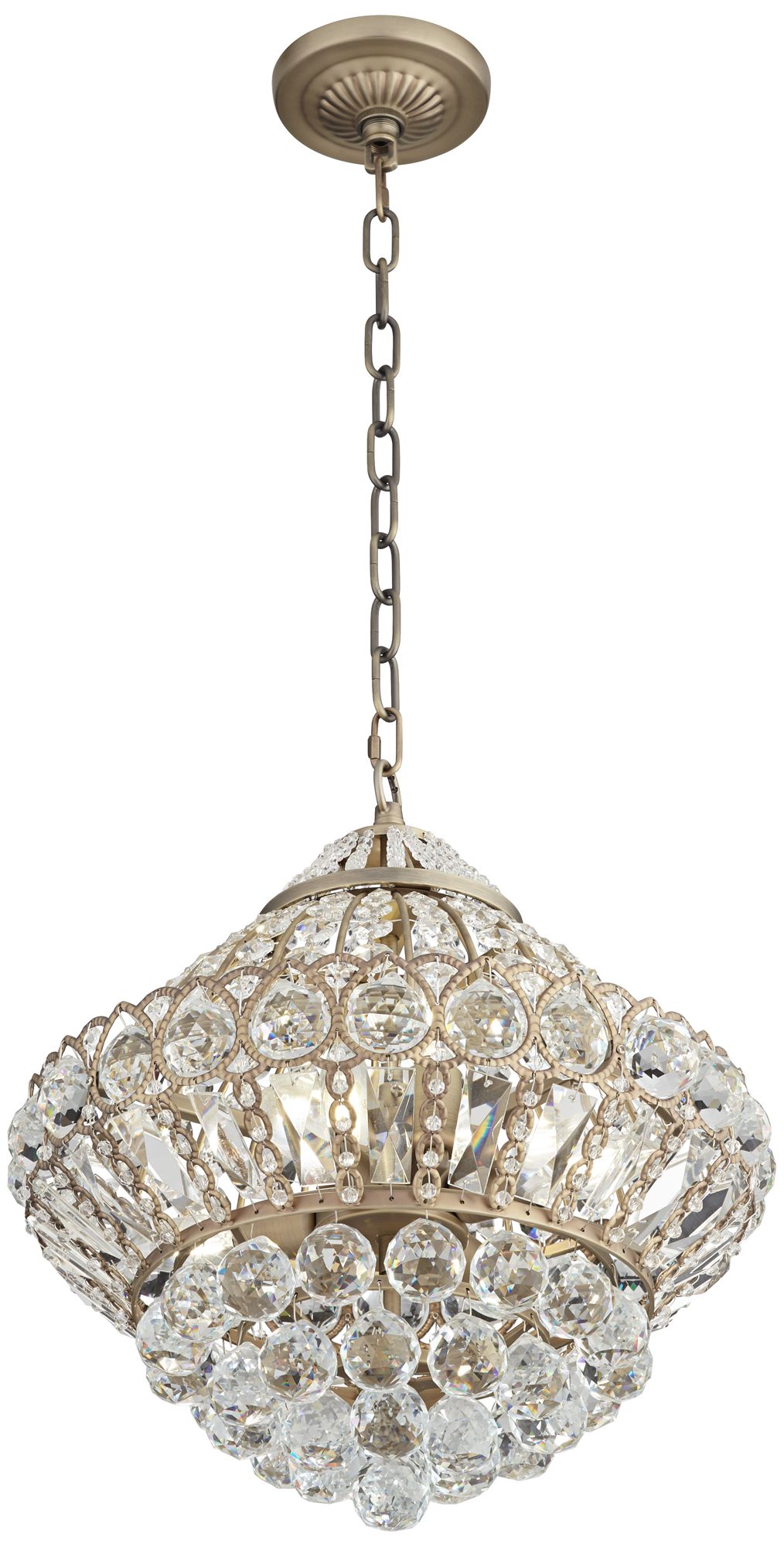 Watch A Video About the Vienna Full Spectrum Wallingford Antique Brass Crystal Chandelier