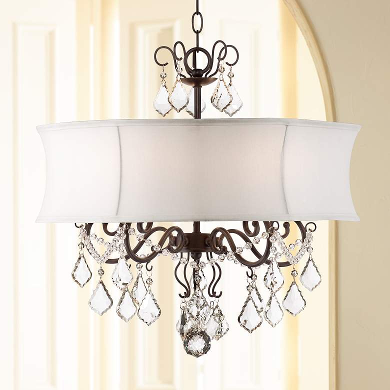 Image 1 Vienna Full Spectrum Zula 22 inch Wide White Shade  Crystal Chandelier