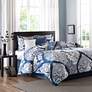 Thumbnail1 of Vienna Indigo Damask Cal King 7-Piece Comforter Set