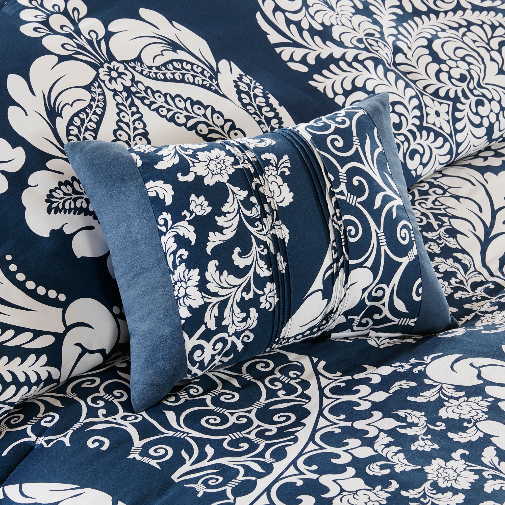 Vienna Indigo Damask Cal King 7-Piece Comforter Set