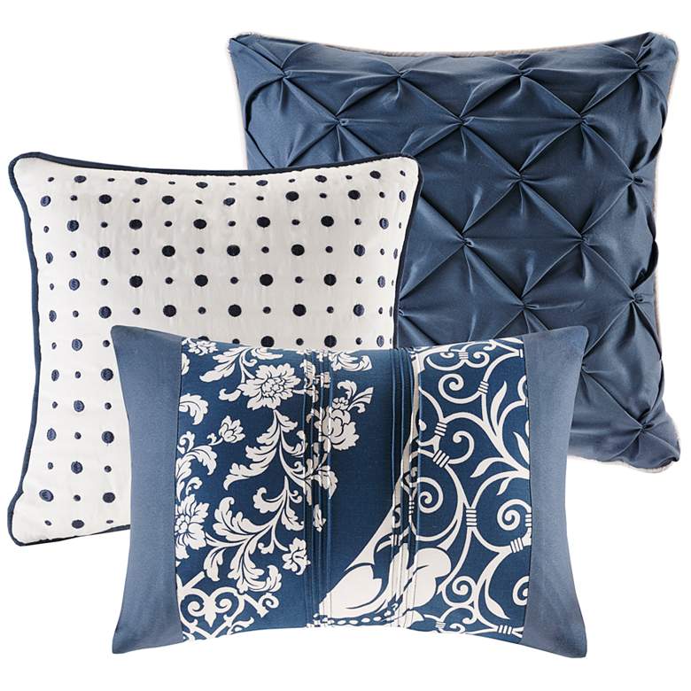 Image 4 Vienna Indigo Damask Queen 7-Piece Comforter Set more views