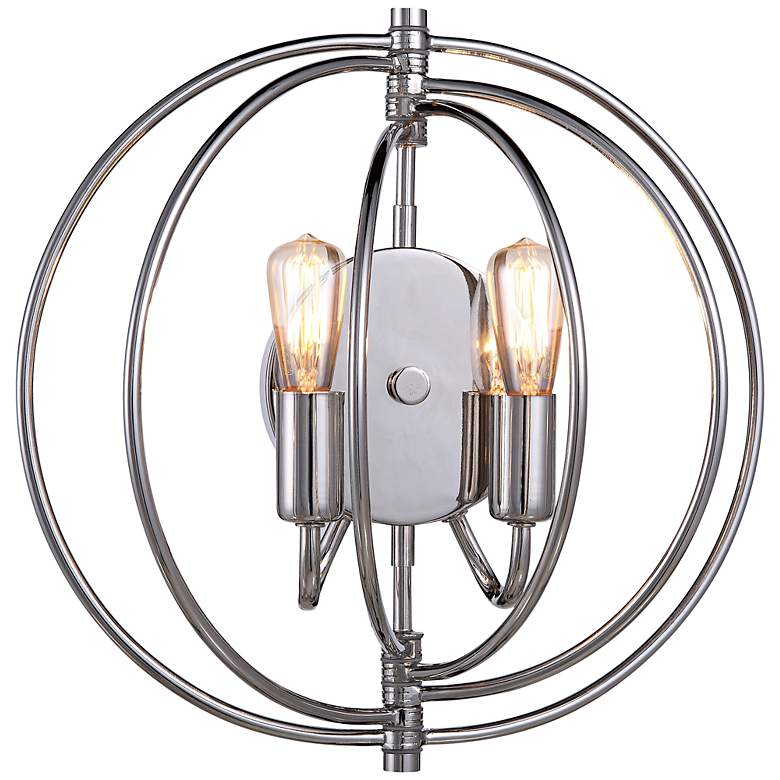 Image 1 Vienne 13" High Polished Nickel Round 2-Light Wall Sconce