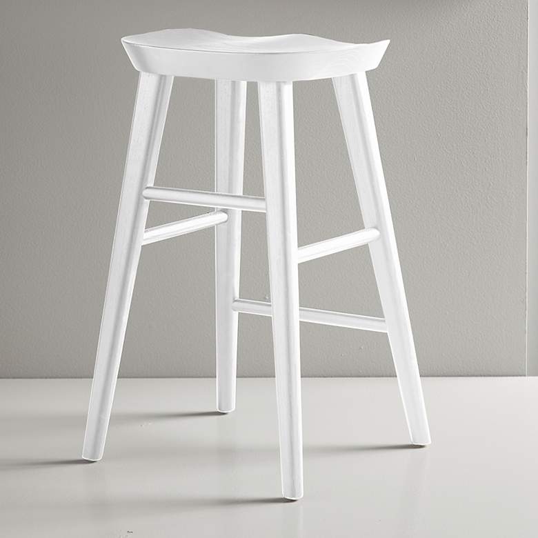 Image 1 Vieno 25 3/4" White Wood Counter Stool