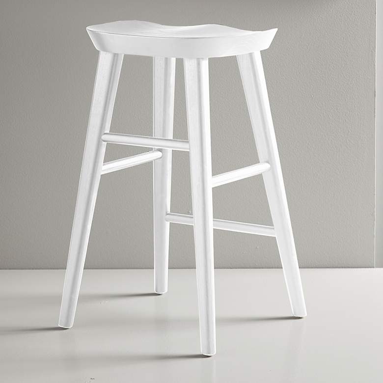 Image 1 Vieno 25 3/4 inch White Wood Counter Stool