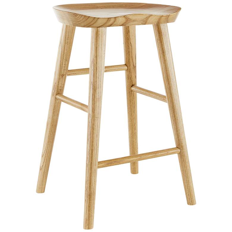 Image 2 Vieno 26 inch High Natural Wood Counter Stool