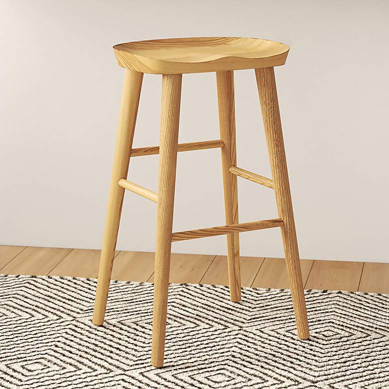 Image 1 Vieno 26 inch High Natural Wood Counter Stool