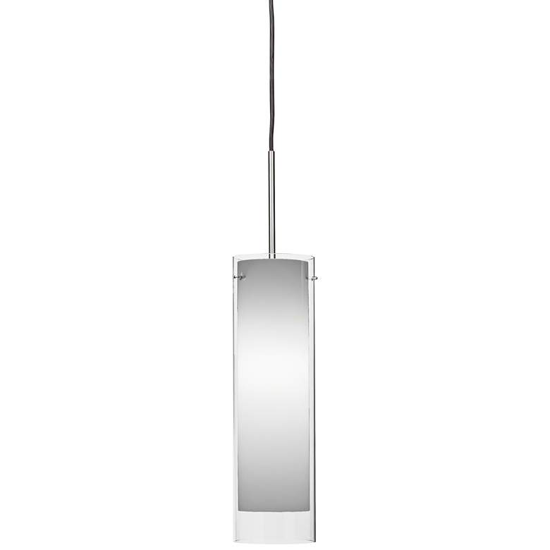 Image 2 View 4 3/4" Wide Nickel and White Glass Cylinder Modern Mini Pendant