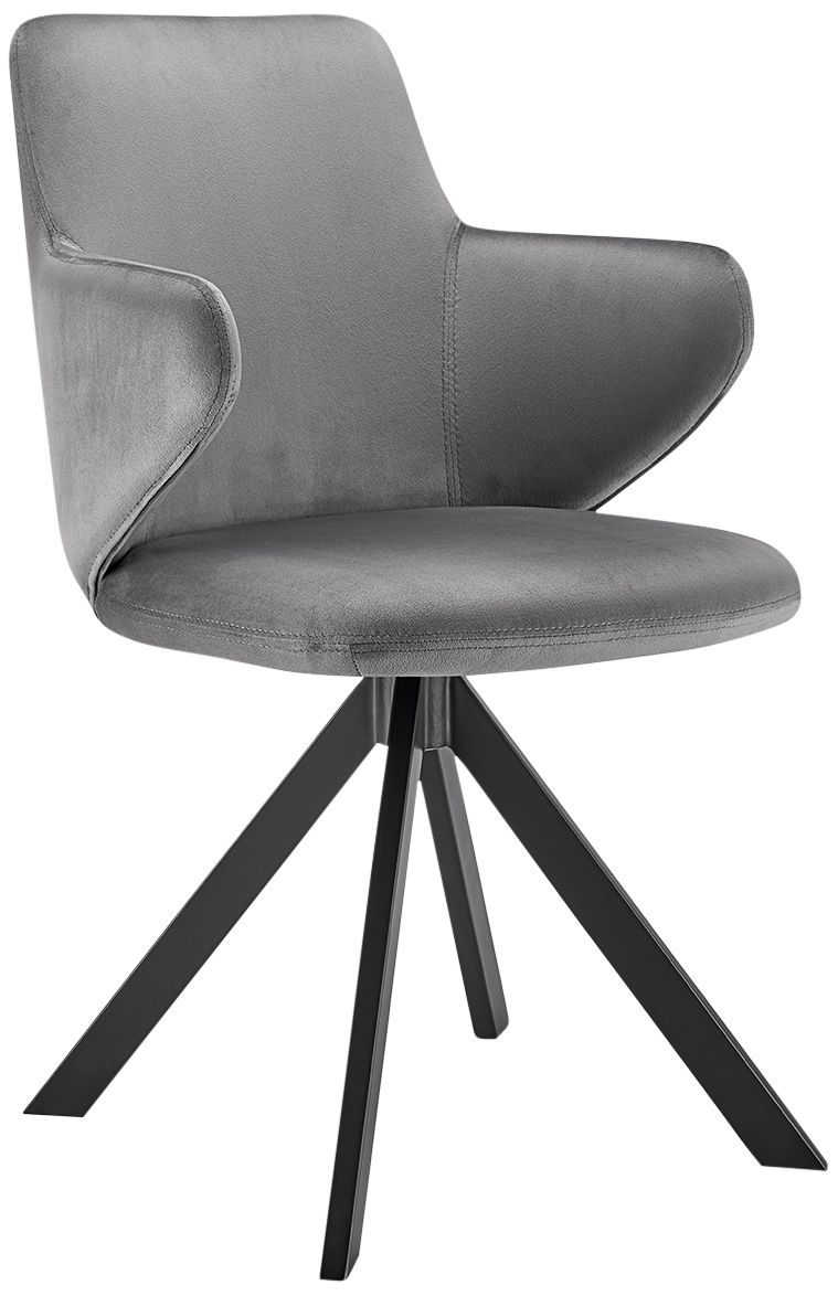 Image Vigo Gray Velvet Swivel Side Armchair