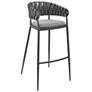 Vigona 30 in. Barstool in Black Finish with Grey Faux Leather