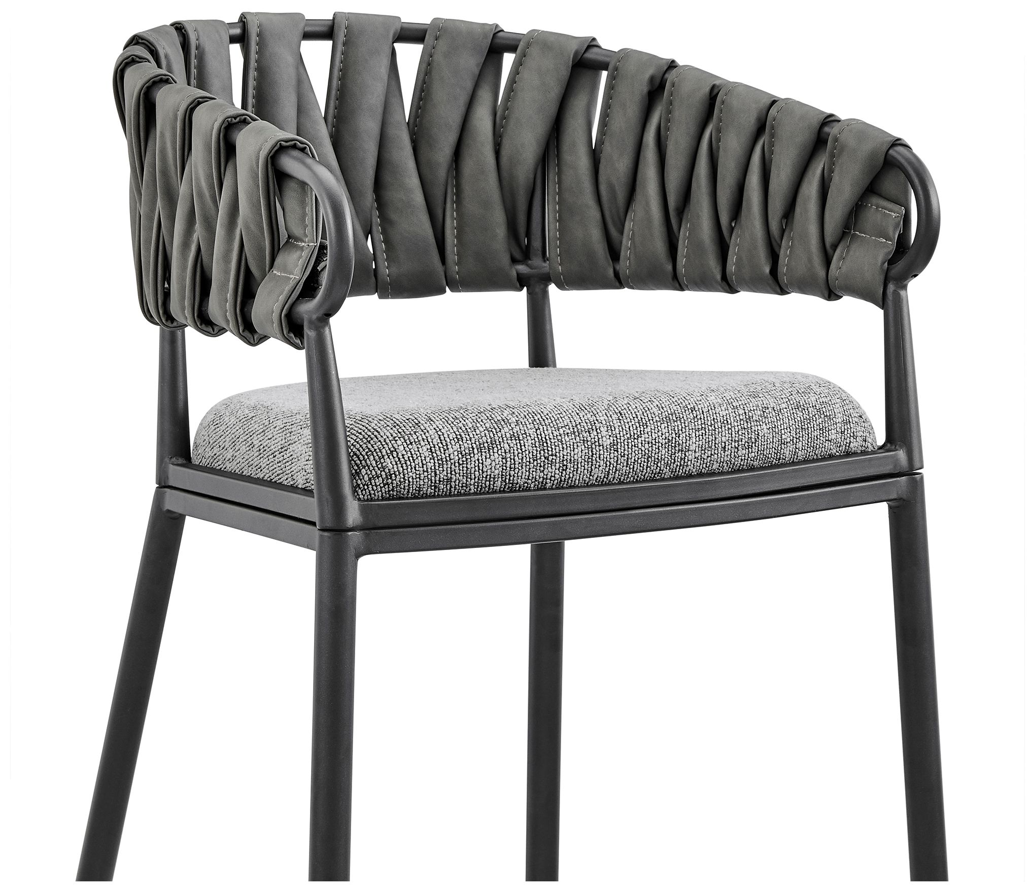 Image 6 Vigona 30 in. Barstool in Black Finish with Grey Faux Leather more views