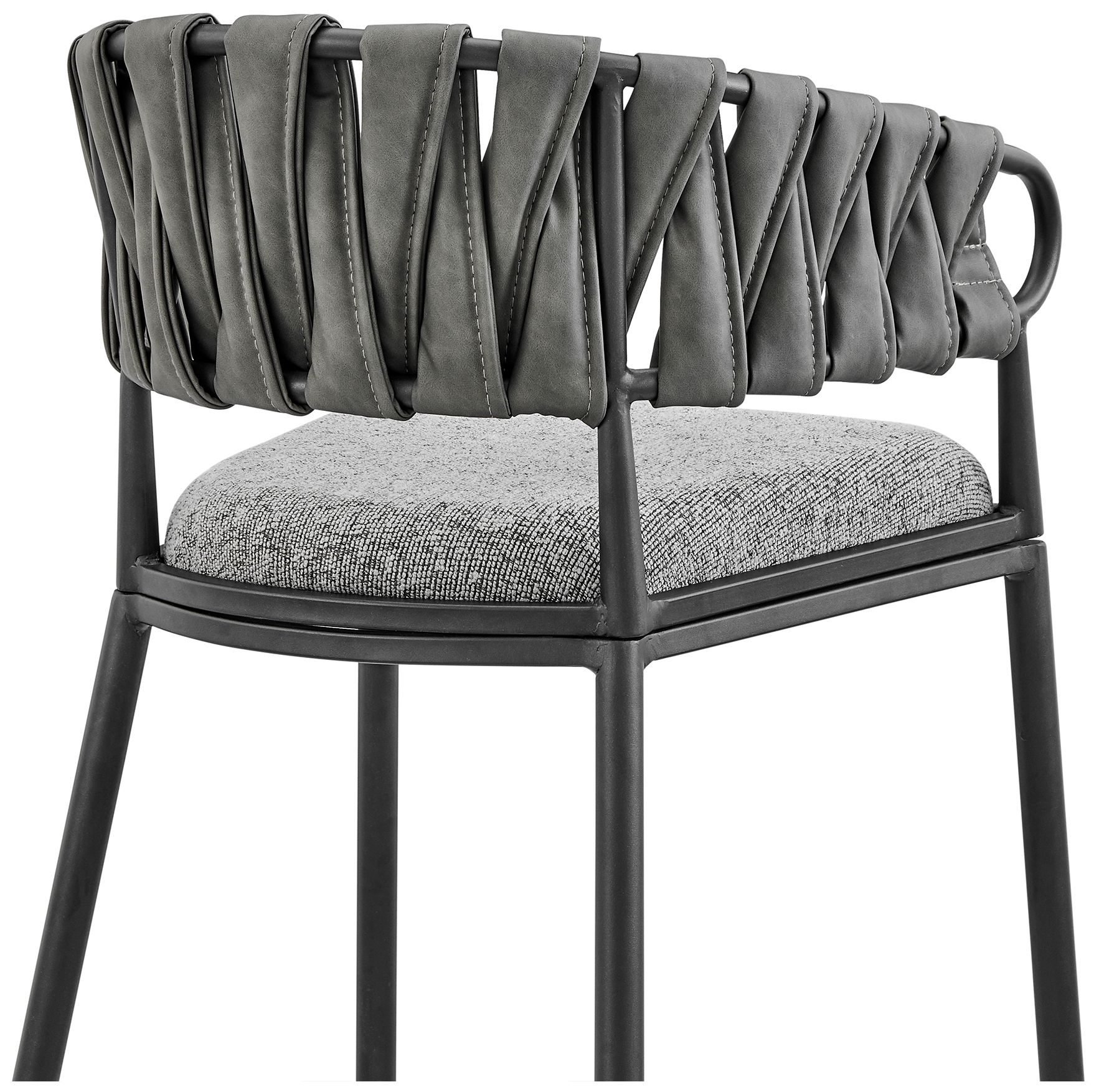 Image 7 Vigona 30 in. Barstool in Black Finish with Grey Faux Leather more views