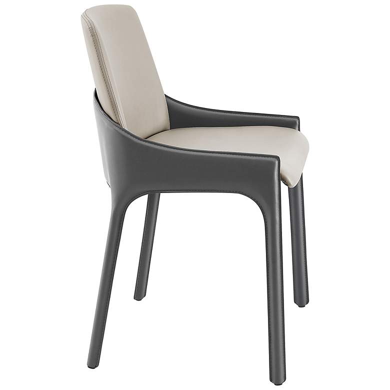 Image 3 Vilante Light Gray Leather Side Chair more views