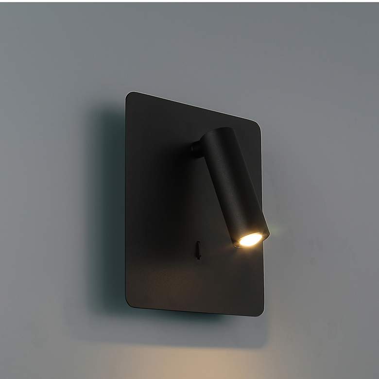 Image 1 Villa 7 1/2" High Matte Black LED Wall Sconce