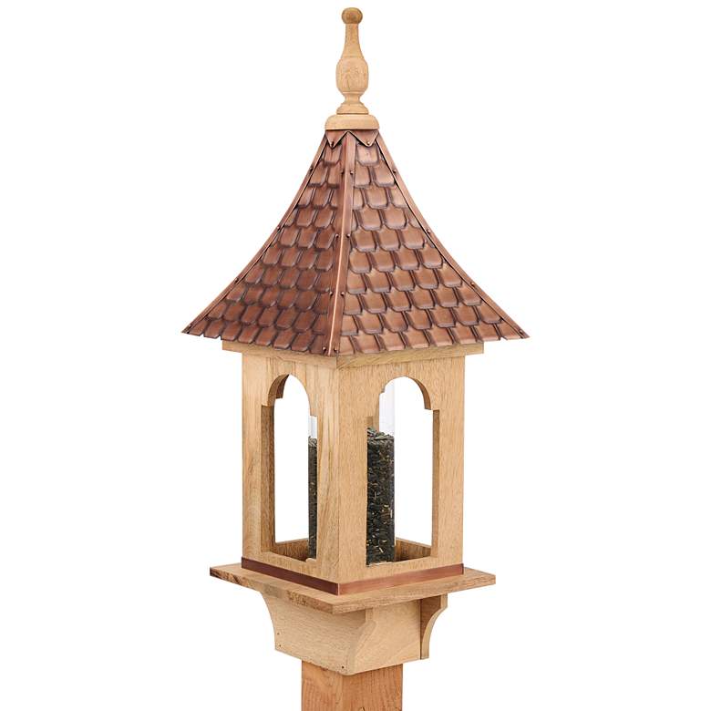 Image 1 Villa Pure Copper and Natural Mango Wood Bird Feeder