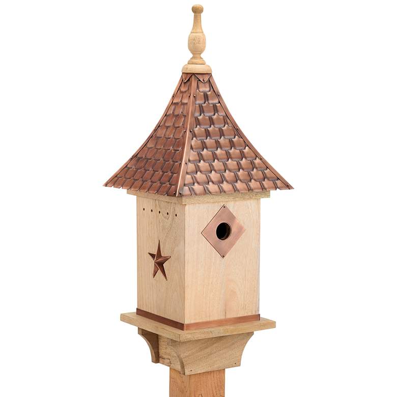 Image 1 Villa Pure Copper and Natural Mango Wood Bird House