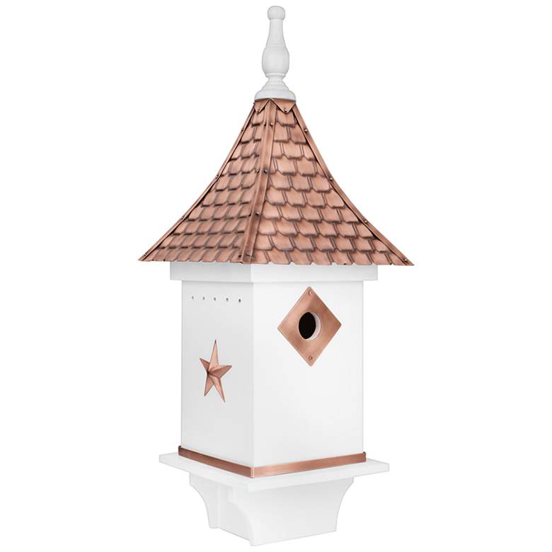 Image 1 Villa Pure Copper and White Mango Wood Bird House