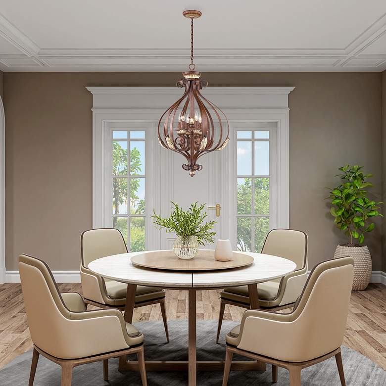 Image 1 Villa Verona 23 1/2" Wide Verona Bronze 6-Light Chandelier