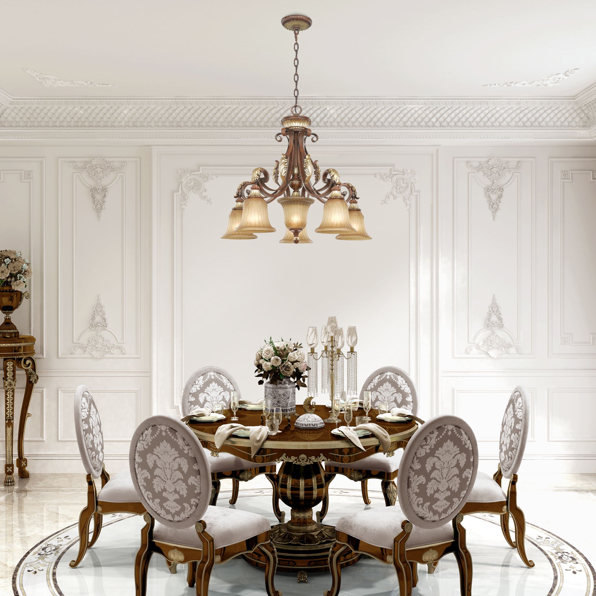 Villa Verona 27" Wide Verona Bronze 6-Light Chandelier in scene