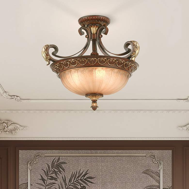 Image 1 Villa Verona 3 Light Verona Bronze with Aged Gold Leaf Accents Convertible