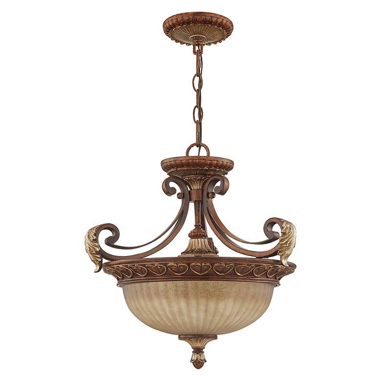 Image 4 Villa Verona 3 Light Verona Bronze with Aged Gold Leaf Accents Convertible more views