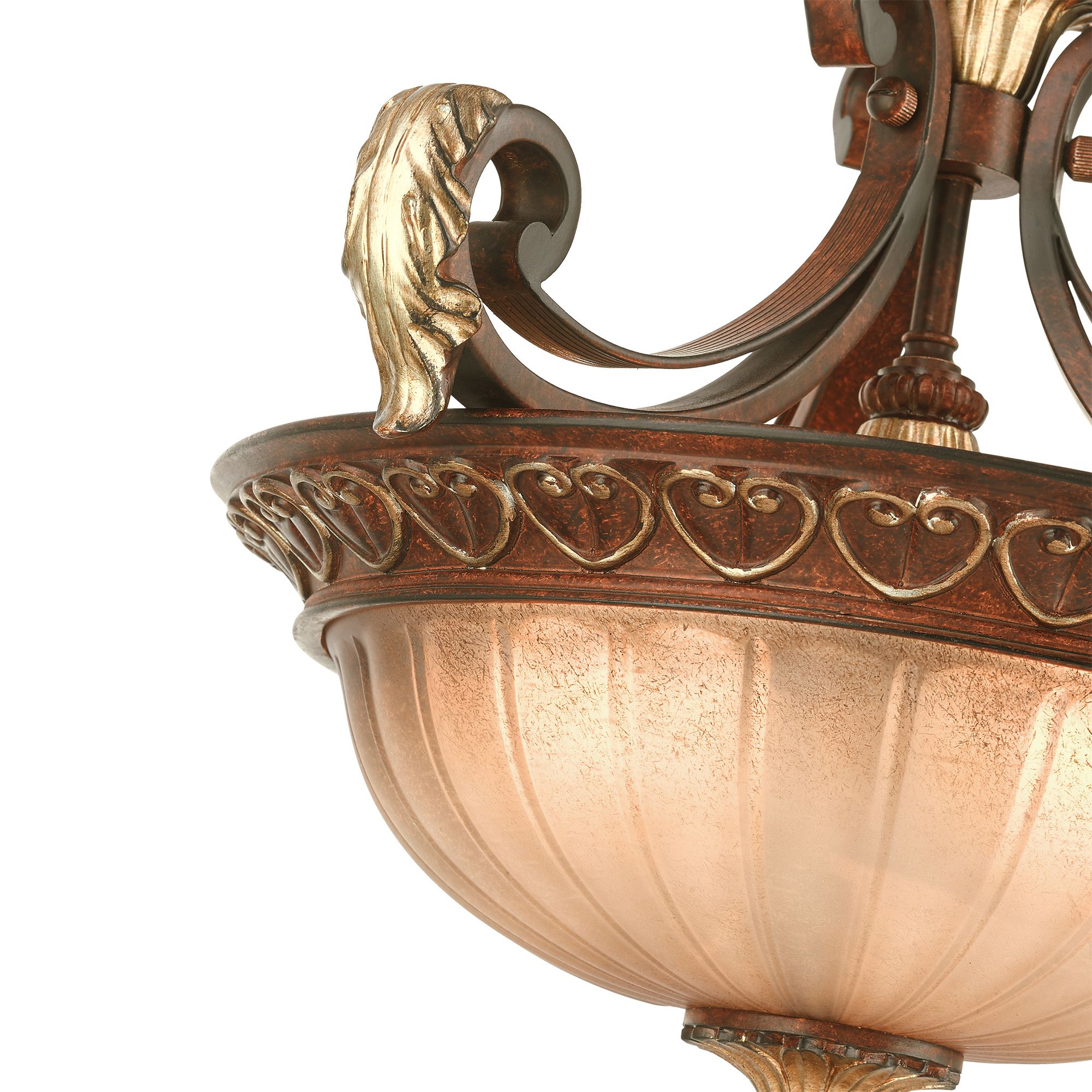 Villa Verona 3 Light Verona Bronze with Aged Gold Leaf Accents Convertible