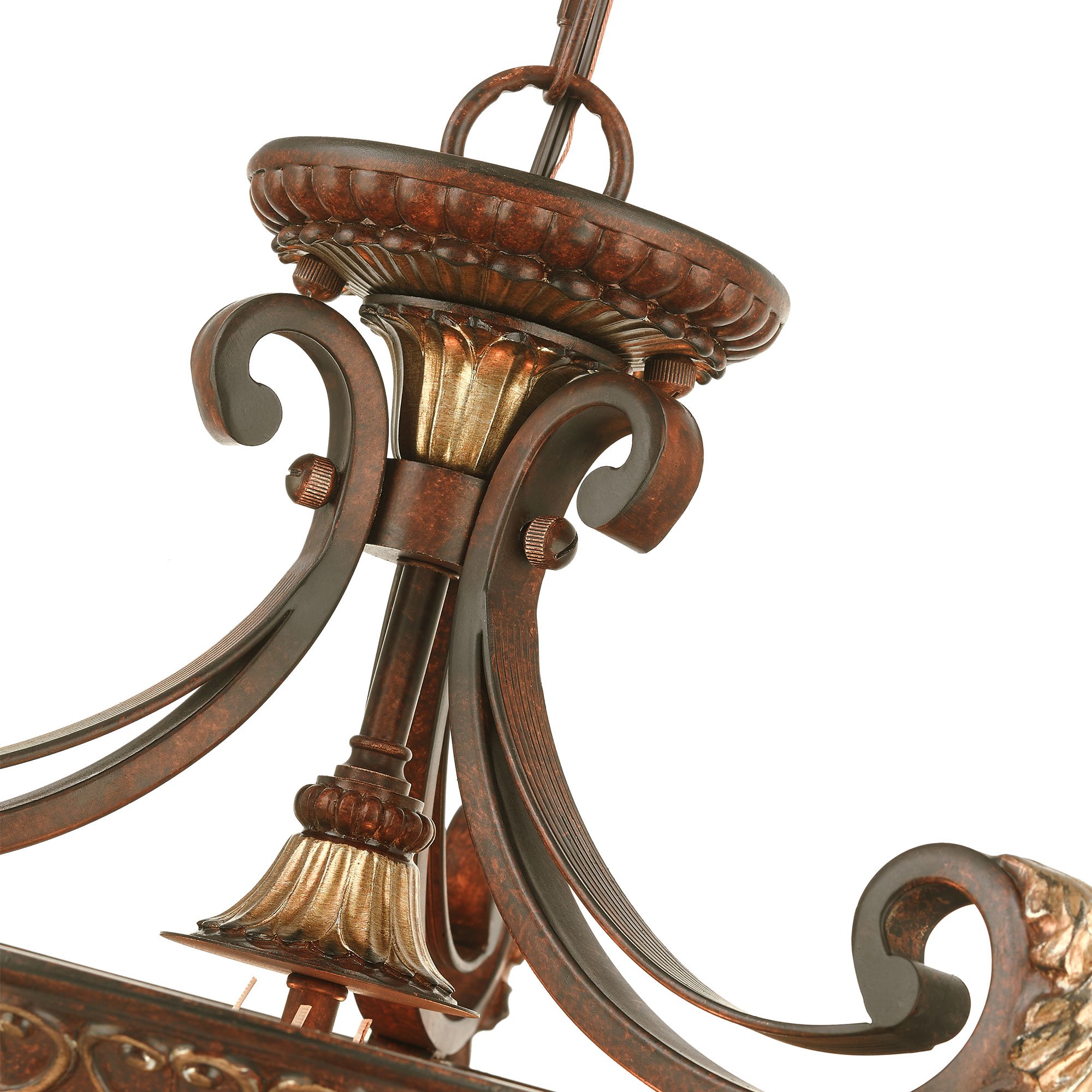 Villa Verona 3 Light Verona Bronze with Aged Gold Leaf Accents Convertible