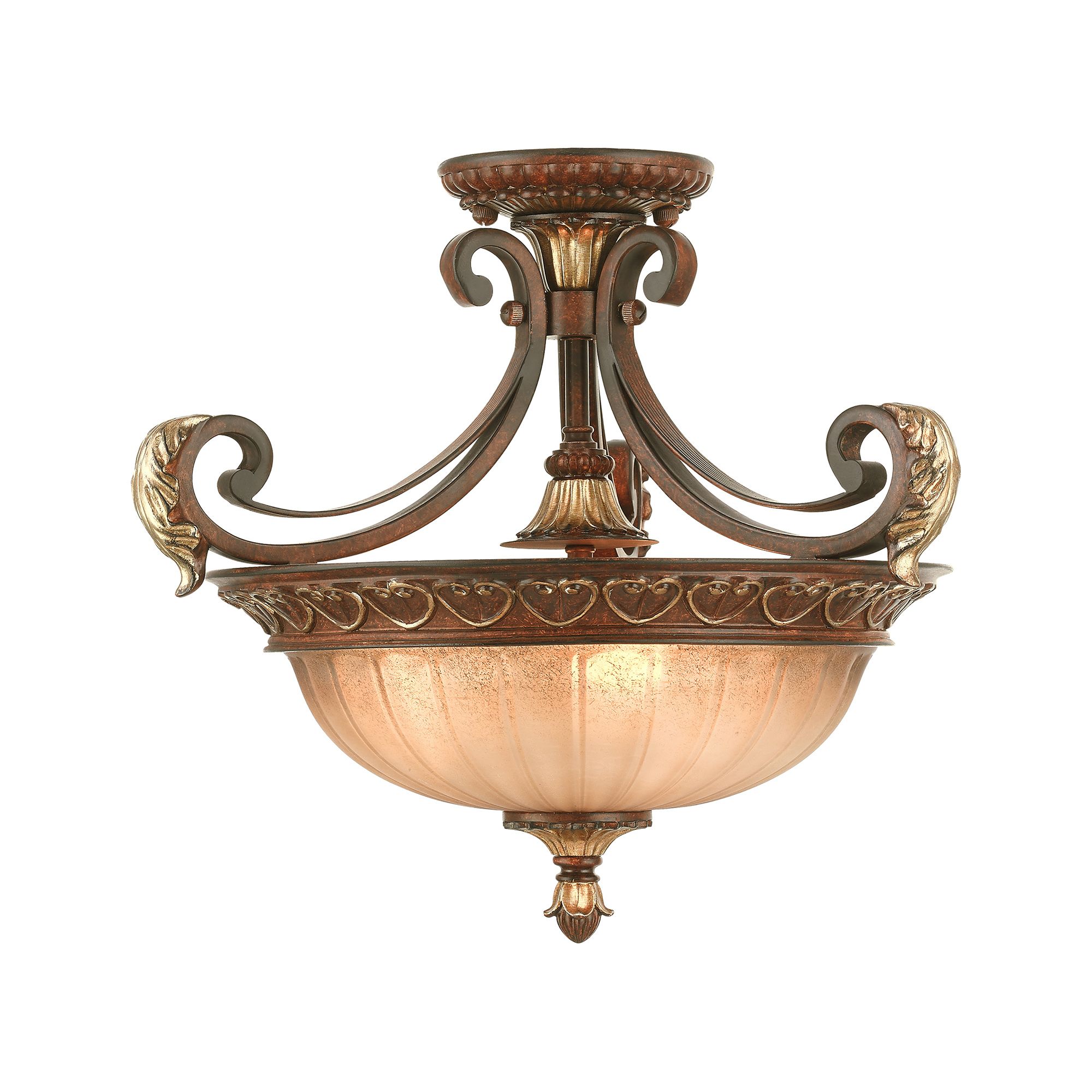 Villa Verona 3 Light Verona Bronze with Aged Gold Leaf Accents Convertible