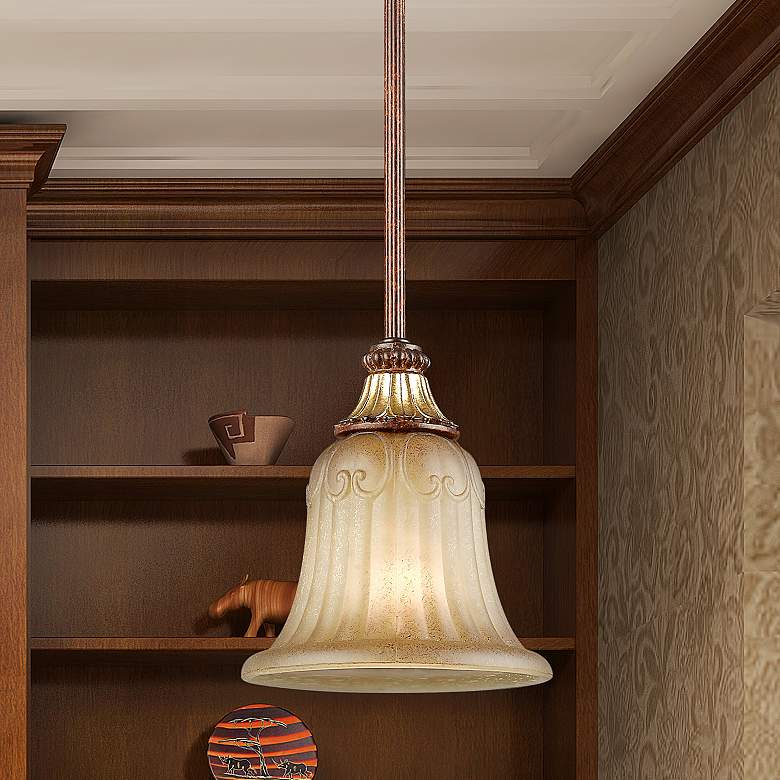Image 2 Villa Verona 6 1/4" Wide Bronze Art Glass Mini Pendant