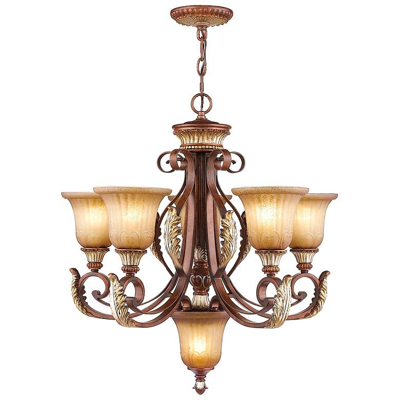 Image 3 Villa Verona 6 Light Verona Bronze with Aged Gold Leaf Accents Chandelier more views