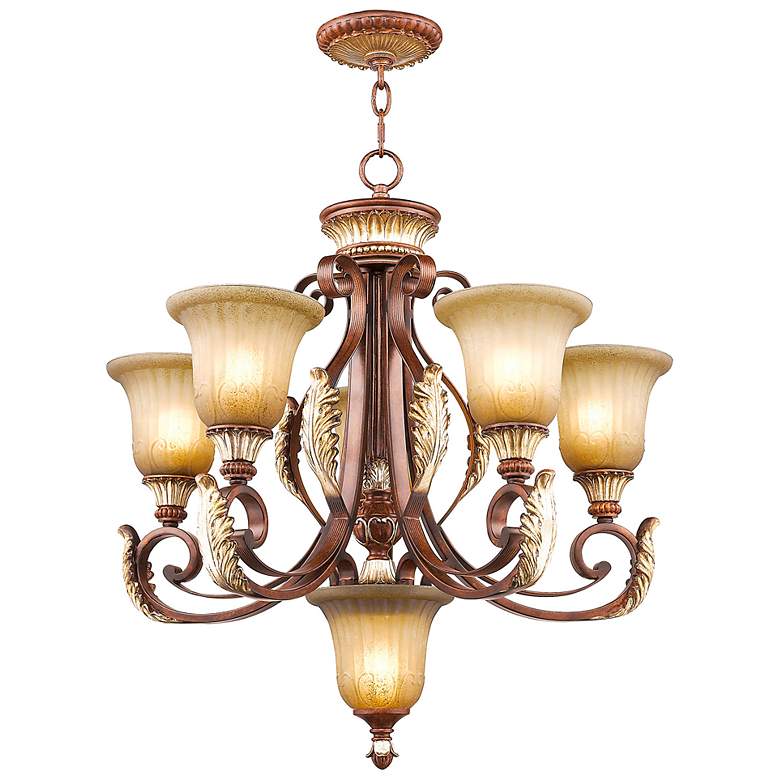 Image 6 Villa Verona 6 Light Verona Bronze with Aged Gold Leaf Accents Chandelier more views