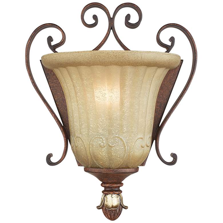 Image 3 Villa Verona 9 1/2" High Verona Bronze Art Glass Wall Sconce