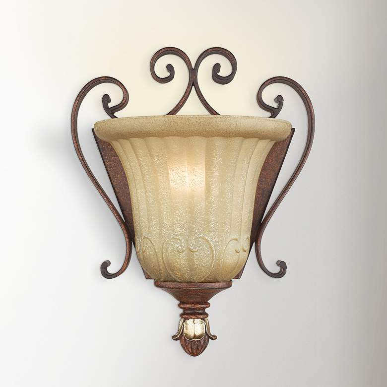 Image 2 Villa Verona 9 1/2" High Verona Bronze Art Glass Wall Sconce