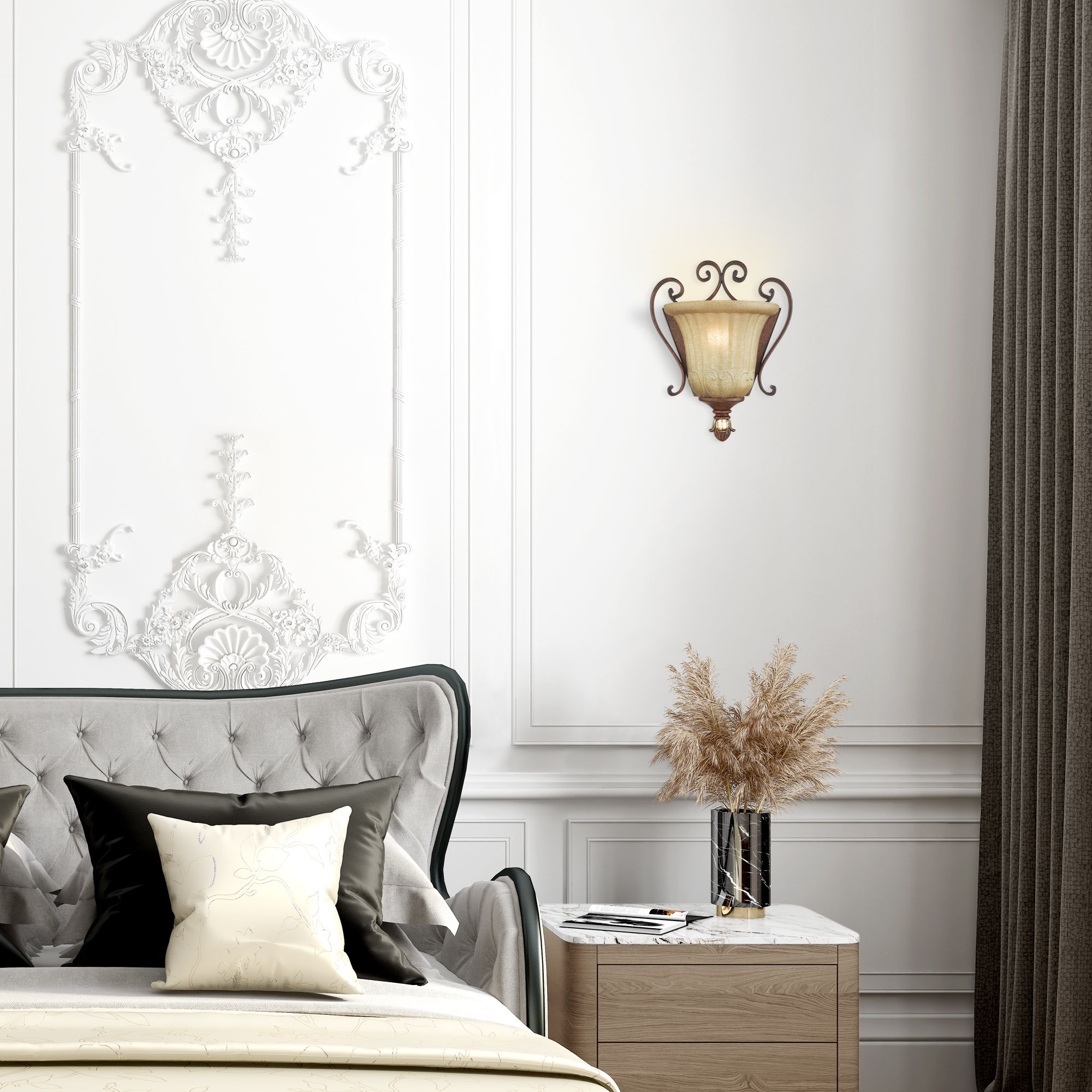 Villa Verona 9 1/2" High Verona Bronze Art Glass Wall Sconce in scene