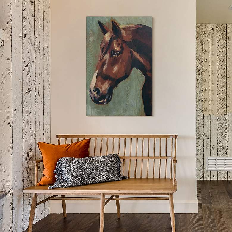 Image 6 Village Knight- Horse Portrait 36" High Giclee Wood Wall Art more views