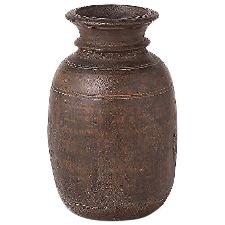 Image 1 Village Milk Flat Brown Wood 12 3/4" High Dairy Vessel Pottery
