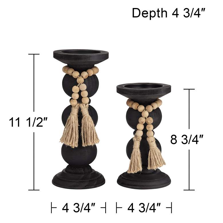 Image 6 Villager Black and Natural Pillar Candle Holders Set of 2 more views