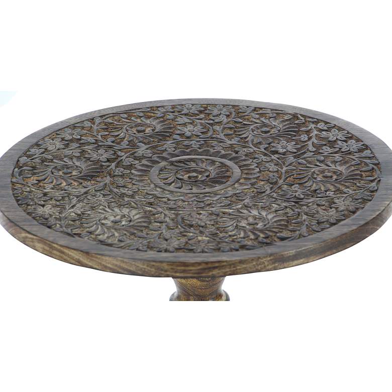 Image 3 Villanova 17" Wide Dark Brown Wood Accent Pedestal Table more views
