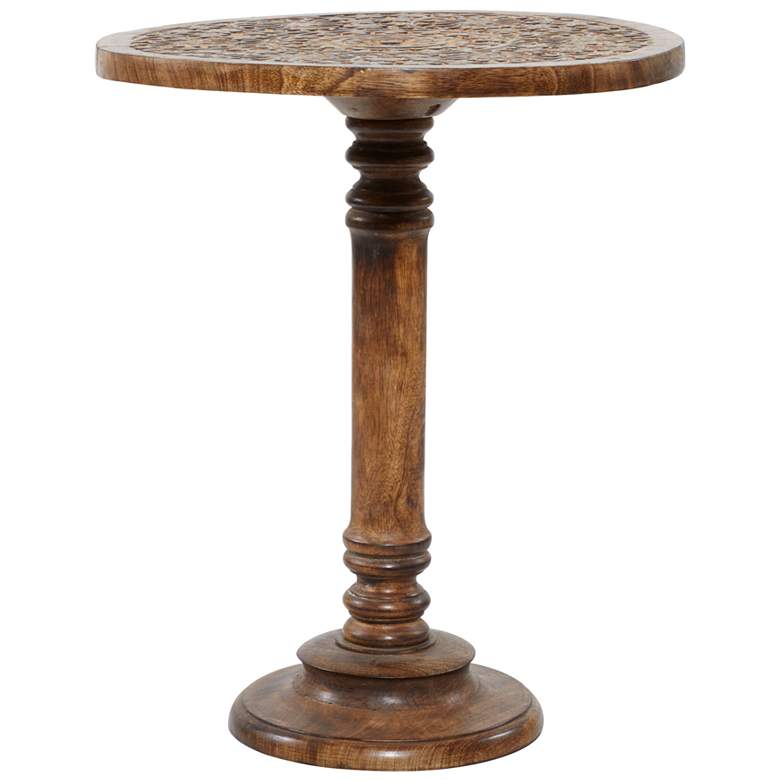 Image 4 Villanova 17 inch Wide Dark Brown Wood Accent Pedestal Table more views