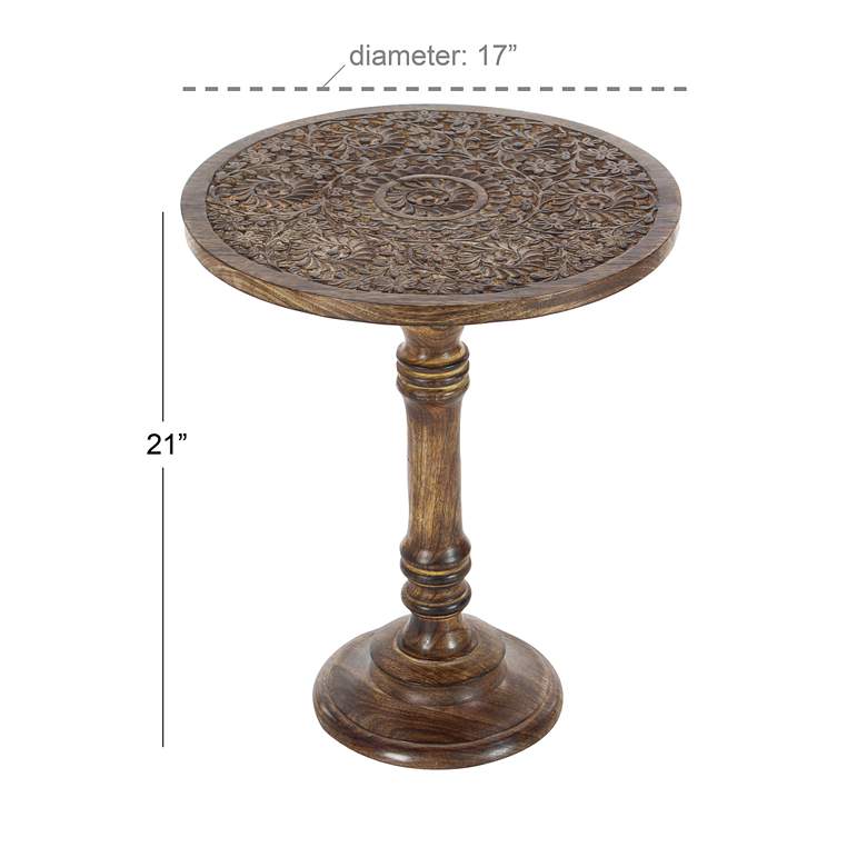 Image 5 Villanova 17 inch Wide Dark Brown Wood Accent Pedestal Table more views