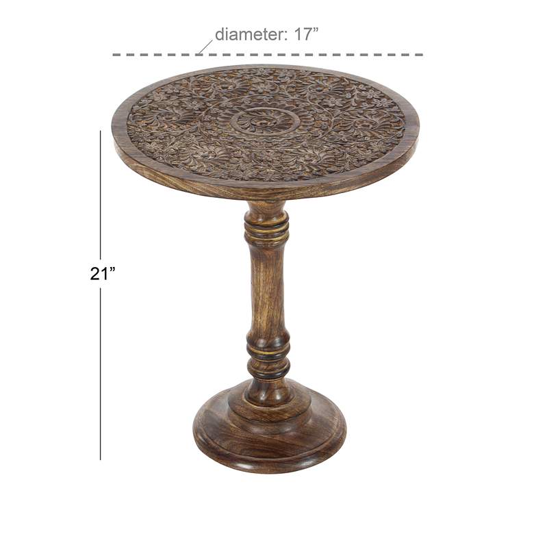 Image 5 Villanova 17" Wide Dark Brown Wood Accent Pedestal Table more views