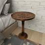 Villanova 17" Wide Dark Brown Wood Accent Pedestal Table